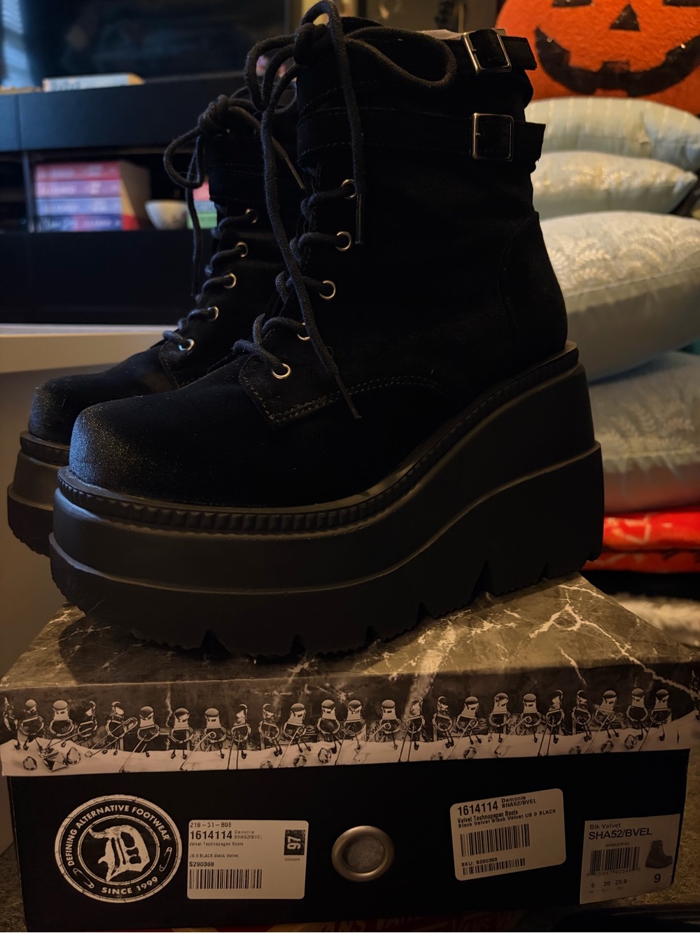 Demonia Platform Lace-Up Ankle Boots